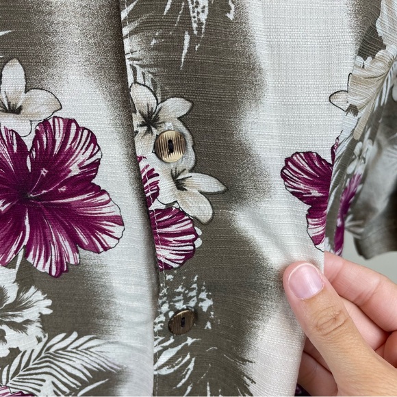 Island Republic Cream Brown Tropical Hawaiian Shirt Men Button Down Medium - Picture 4 of 6